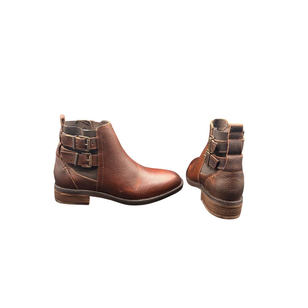 Fat Face Leather Ankle Boots Brown Buckle Chelsea EU 38 US 7.5
